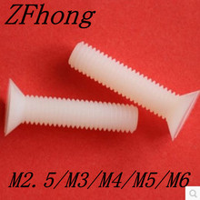 100pcs M2.5 m3 m4 m5 m6 white nylon slotted flat countersunk head machine screw 2024 - buy cheap