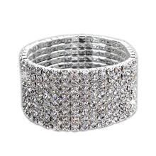 Diamante Crystal Stretch Bracelet (7 ROW) bracelets word wholesale 10pcs  mujer for women silver-jewelry 2024 - buy cheap