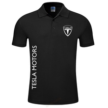 Camisa polo masculina, camisa polo de marca da moda com manga curta motores de tesla, camiseta masculina sólida e respirável, verão 2024 - compre barato