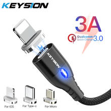 Магнитный кабель KEYSION Micro USB Type-C для iPhone, кабель Lightning, 1 м, 3 А, провод для быстрой зарядки, магнитное зарядное устройство, кабель для телефона 2024 - купить недорого