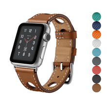 Genuine Leather bracelet strap for apple watch band 44mm 40mm 42mm 38mm Strong&durable watchband for iwatch series 6/SE/5/4/3/2 2024 - buy cheap