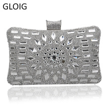 GLOIG diamond silver evening bags top quality gold clutch bag blue bag party wedding bridal purse 4 colors 2024 - buy cheap