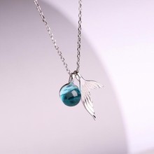 Korean Fashion Mermaid Foam Clavicle Chain 925 Sterling Silver Jewelry Whale Tail Crystal Temperament Pendant Necklaces XL061 2024 - buy cheap