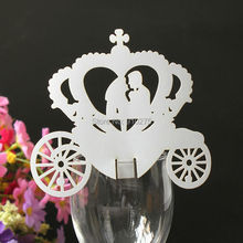 200pcs White Royal Carriage with Bride and Groom Design Wine Glass Place Cards/Laser Cut  Name Number Cards/Wedding Centerpieces 2024 - buy cheap