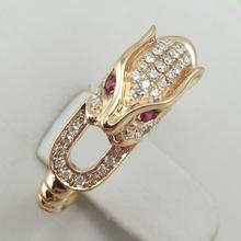 18 k Rose Gold Diamante Natural anel Animal do Leopardo Legal Mulheres Anel de Jóias finas 2024 - compre barato