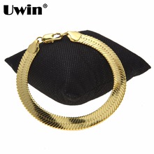 Uwin-pulsera de cadena de espiguilla de serpiente para hombre y mujer, joyería clásica de cobre, Color dorado y plateado, 10x1,5mm 2024 - compra barato