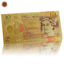 Billetes de papel de aluminio dorado de 24k para decoración del hogar, billetes falsos de 10 libras de colores para coleccionistas 2024 - compra barato