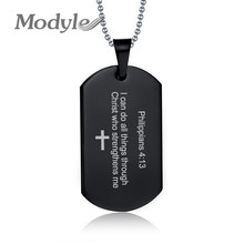 Modyle кулон Dog Tag для мужчин из нержавеющей стали повседневные мужские религиозные украшения статуи Христа, Библейский крест ожерелье 2024 - купить недорого