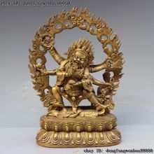 Tibet Buddhism Temple Brass Copper Six Arm Mahakala Wrathful Deity Buddha Statue 2024 - buy cheap