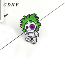 GDHY Halloween Terror Doll Brooch Green hair Zombie doll Enamel Pins Brooches Creepy Shirt Coat Backpacks Jewelry Spille Badge 2024 - buy cheap