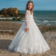 New Arrival Flower Girls Dresses High Quality Lace Appliques Beading Short Sleeve Ball Gowns Custom Holy First Communion Gowns 2024 - buy cheap