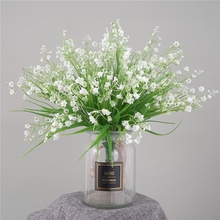 Buquê pequeno de plástico plantas artificiais 35cm, grama de primavera, flores convalariae, flores em vaso, decoração verde, buquê de casamento 2024 - compre barato