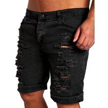 Men'S Regular-Fit Denim Short Jean Summer Casual Hole Zipper Fly Mid Waist Shorts Men'S Solid Jean Shorts 2024 - buy cheap