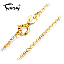 Fenasy genuíno 18 k amarelo rosa ouro corrente custo puro 18 k branco colar de ouro para o amor melhor presente para mulher tendy colares 2024 - compre barato