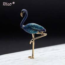 RHao Cute Enamel Flamingo Brooches Unisex Women and Men Brooch Pin Bird Animal Broches Fashion Dress Coat Accessories 2024 - buy cheap