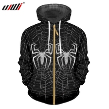 UJWI Personality Big Size 5XL Mens Zip Hoodies 3D Animal New Man Zipper Coat Printed Spider Web Clothing Free Shipping 2024 - buy cheap