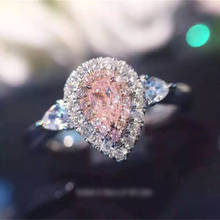 Женское кольцо из серебра 100% пробы, с розовым и белым цирконом 2024 - купить недорого