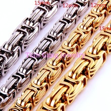 Heavy Huge 12/15mm Width Byzantine Stainless Steel Necklace Boys Mens Chain Necklace Fashion jewelry 2024 - buy cheap