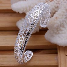 Free Shipping Fashion 925 Silver Small Hollow Bangle Bracelet for Women Jewelry Factory Price SMTB144 2024 - buy cheap