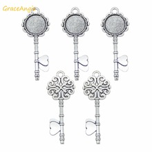 GraceAngie 5pcs/pack Alloy Pendants Base Vintage key For Jewelry Findings Necklace Antique Silver DIY Charms Accessory 52*20mm 2024 - buy cheap