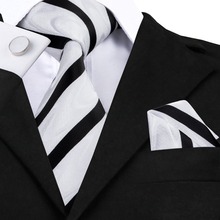 Conjunto de corbatas de seda para hombre, corbata de 2017 cm de ancho con diseño de rayas blancas y negras, corbatas formales para boda y fiesta, 8,5, C-1135 2024 - compra barato
