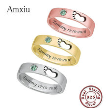 Amxiu anéis de prata esterlina 925 personalizados, presente para mãe e bebê, nome personalizado, aniversário com pedra de aniversário, joia faça você mesmo 2024 - compre barato