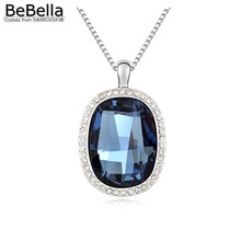BeBella-collar con colgante grande de piedra de cristal azul para mujer y niña, hecho con cristales Swarovski, joyería, regalo 2023 - compra barato