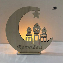 Placa LED de madera Eid Mubarak, adorno de Luna, estrella, Ramadán, decoración musulmana, colgante 2024 - compra barato