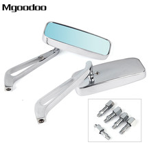 Mgoodoo Motorcycle Mirrors Rearview Mirror 8MM 10MM RearView Rectangle Mirrors Fit For Yamaha Honda Suzuki Chrome Blue 2024 - buy cheap
