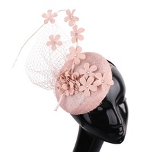 High Quality 4-Layer Sinamay Fascinators Elegant Women Millinery Hats With Floral Veils Headwear Fashion New Bridal Married Caps 2024 - buy cheap