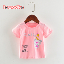 Camisetas de manga corta para niñas pequeñas, ropa de verano de algodón con dibujos animados, Tops informales con cuello redondo, ropa de cumpleaños para niños 2024 - compra barato