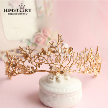 Himstory-corona barroca de hoja dorada para mujer, Tiara de libélula, accesorios para el cabello, coronas nupciales de princesa, tocado, adornos para el cabello 2024 - compra barato