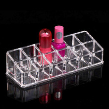 Fashion Clear 12 Grids Acrylic Lipstick Holder Cosmetic Storage Box Makeup Organizer Lip Gloss Case Makeup Brushes Holder 2024 - buy cheap