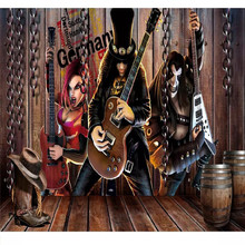 Custom 3D mural retro nostalgic rock character barrel leather boots bar TV background wall paper mural wallpaper 2024 - buy cheap