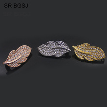 Free shipping 11x23mm Wholesale Micro Pave Cubic Zircon Leaf Drop Contact Clasp  Jewelry Making Findings Clasp 2024 - buy cheap