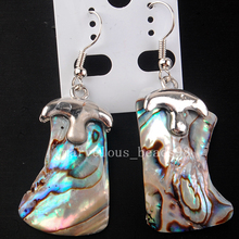 Free Shipping Beautiful New Zealand Ablone Shell Art Beads Daangle Earrings Pair  PC4234 2024 - buy cheap