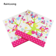 RainLoong-servilleta de papel impreso de búho, suministros para eventos y fiestas, tejido de personaje, 33cm x 33cm, 1 paquete (20 unidades por paquete) 2024 - compra barato