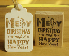 High quality merry christmas and happy new  year desgin 6*5cm big pieces for wooden scrapbooking rubber stamp 2024 - buy cheap