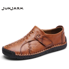 JUNJARM New Loafers Men Casual Shoes Split Quality Leather Shoes Men Flats Hot Sale Soft Leather Moccasins 38-46 2024 - buy cheap