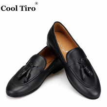 Cool Tiro Black Tassels Belgian Loafers Men's Moccasins Slippers Smoking Man Flats Dress Shoes Casual Shoes Genuine Leather 2024 - buy cheap