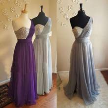vestido de festa longo Bridesmaid Dresses Crystal Beaded Pleat Chiffon Purple Wedding Guest Dress Maid Of Honor Bridesmaid Gowns 2024 - buy cheap