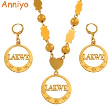 Anniyo Marshall LAKWE Pendant Beads Necklaces Earrings Jewellery sets for Women Gold Color Ball Chains Ethnic Gifts #131106 2024 - buy cheap