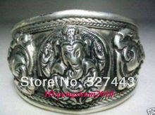 Wholesale free shipping >>>>>Asian Simple Elephant Carved Women Men Tibet Silver Bangle Wide Bracelet Jewelry 2024 - buy cheap