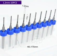 3.175mm(1/8 ") * 1.2mm,10 peças, micro cortador de milho pcb, broca de carboneto sólido cnc, ferramenta de madeira, plástico, mdf, cobre 2024 - compre barato