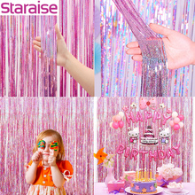 Staraise Fringe Metallic Foil Curtain Shiny Rain Curtain Birthday Wedding Party Decor Photo Prop Background Curtain Party Supply 2024 - buy cheap