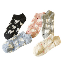 5 Pairs Women Cute Socks Trendy Alpaca Jacquard Design Casual Lady Socks Anti-friction Girl Ankle Cotton Sock Meias Sox Hosiery 2024 - buy cheap