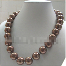 CBN522 18 "16mm perfecto redondo café Mar del Sur shell perla collar-broche chapado 2024 - compra barato