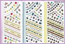 3 PACK/ LOT WATER TRANSFER DECAL NAIL ART NAIL STICKER FLOWER BOW TIE BUTTONS LACE YE013-015 2024 - buy cheap
