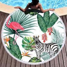 Round Beach Towel With Tassels Flamingo Printed Microfiber 150cm For Summer Swimming Picnic Tapestry Blanket Bathing Towels 2024 - buy cheap