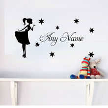 Princess With Stars Vinyl Wall Art Stickers Customized Any Name Wall Sticker Home Decor Bedroom Removable Decal Kids Room SA079B 2024 - buy cheap